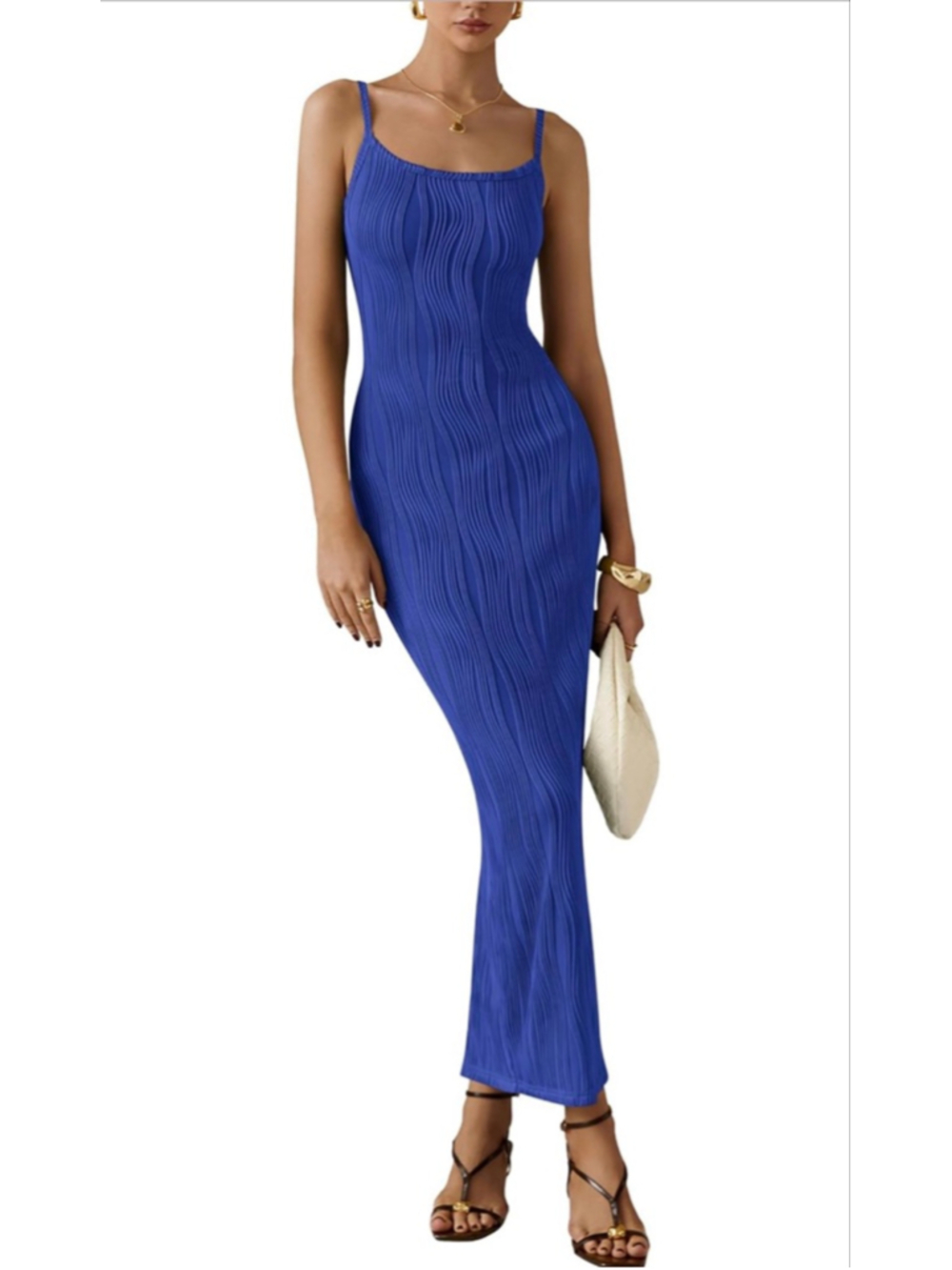 NEW Spaghetti Strap Textured Knit Tight Fitted Maxi Dress 2X